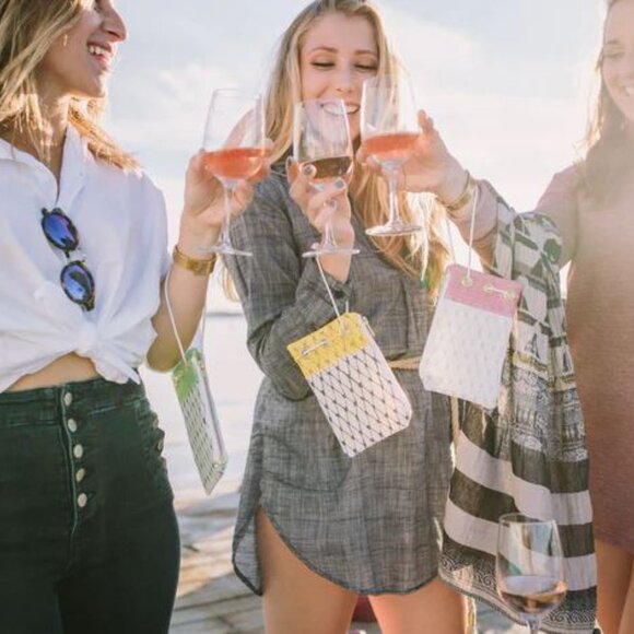 Alaina AM Marie Mini Clutch in Signature "SAILOR BLUE" with Hot Pink accents - Picture 2 of 5